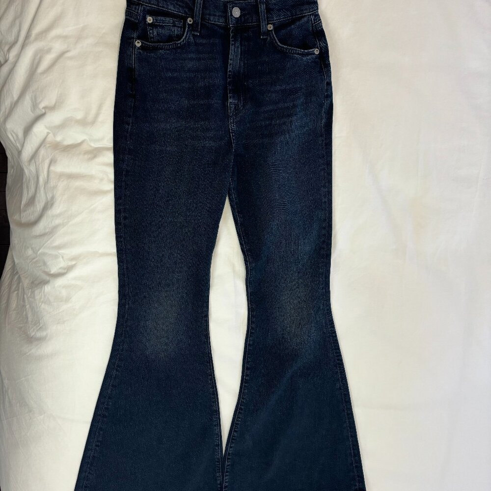 NWT 7 for all mankind Women's Megaflare High-Rise Dark Wash Denim Jeans, Size 27 - Picture 2 of 12